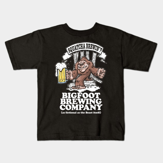 Squatcha Brewin'? Bigfoot Brewing Company Kids T-Shirt by artbytobias